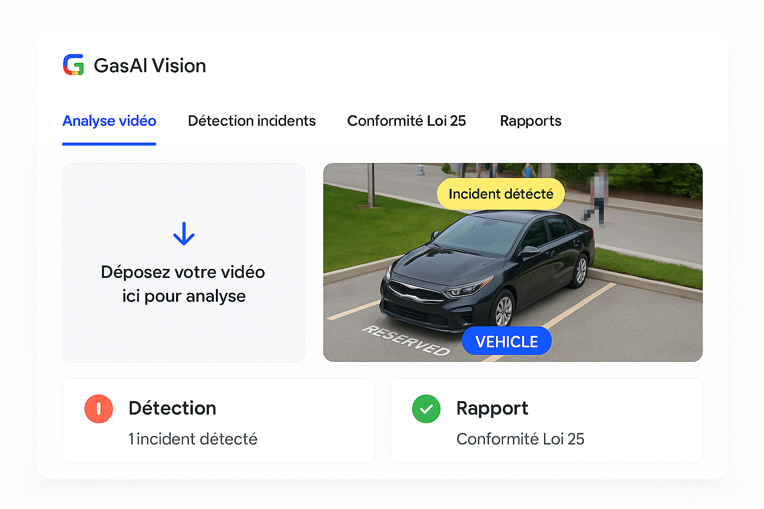 Dashboard GasAI Vision Aperçu